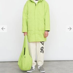 Lazy Oaf Neon Lime Quilted Puffer Coat